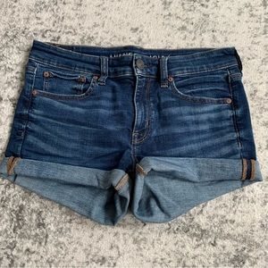 American Eagle Women’s Size 10 Midi Dark Wash Jean Shorts